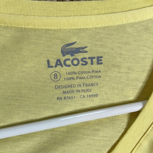 NWT yellow Lacoste v neck - Picture 3 of 3